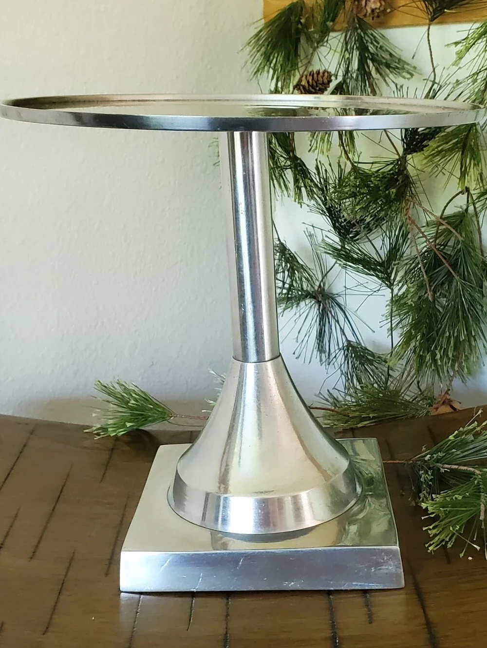 Global Views India Vintage Stainless Steel Pedestal Cake Stand Display Tazza